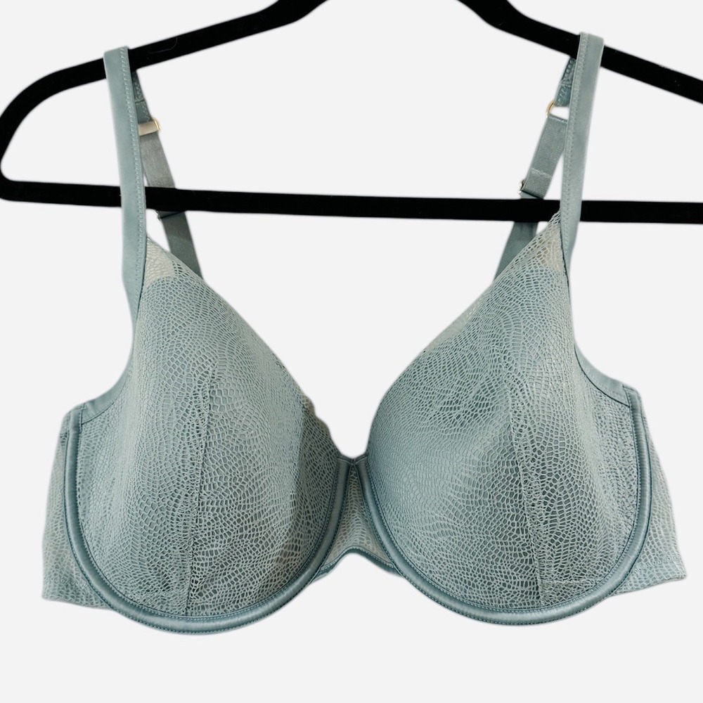 ThirdLove Luxe Lace Demi Bra Womens 36E Sage Eyelet‎ Underwire Lace Adjustable